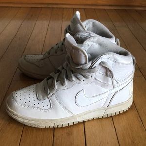 All White Nike High-Tops